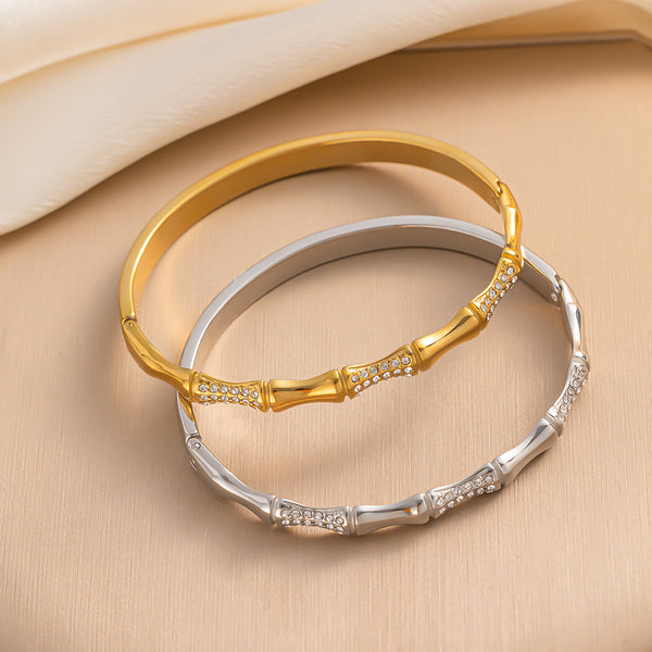 Ellipse Stainless Steel 18K Gold Plated Bangles