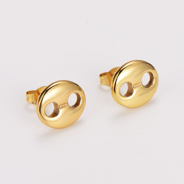 Women Minimalist Circle Stainless Steel Electroplating Earrings