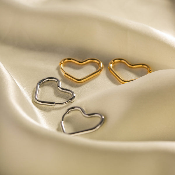 IG Style Heart Asymmetrical Geometric Stainless Steel 18K Gold Plated Earrings