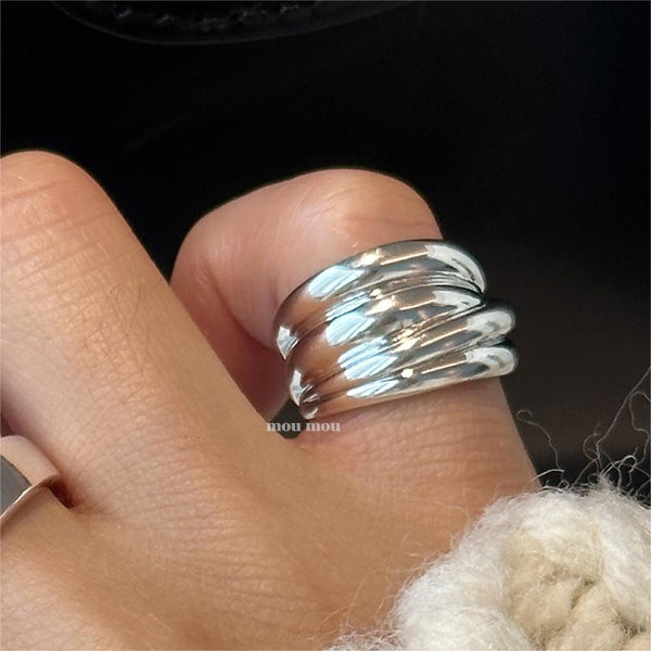 925 Sterling Silver Women Korean Chamfered Cube Heart Silver Silver Plating Rings