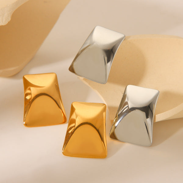 IG Style Quadrilateral Geometric Stainless Steel Electroplating Earrings