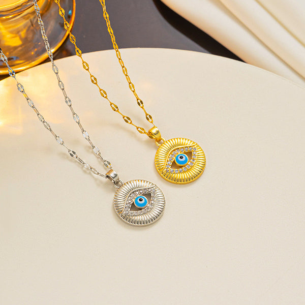 Fashion Eye Titanium Steel 18K Gold Plated Necklaces