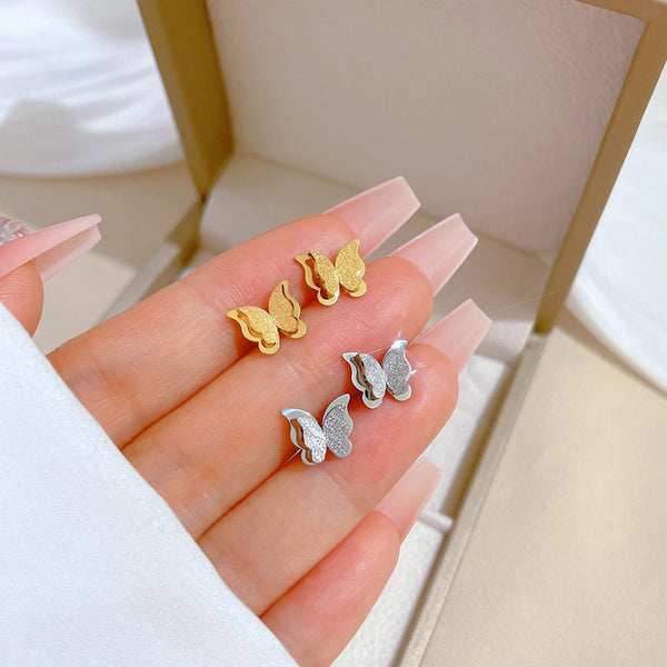 Korean Cosmos Geometric Titanium Steel Electroplating Earrings