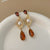 Mid-century Modern Droplet Droplet Artificial Pearl Inlay Earrings