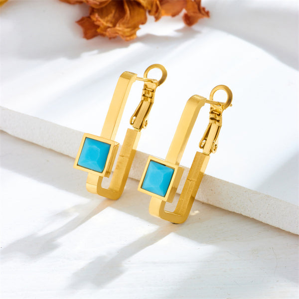 Fashion Square Geometric Titanium Steel Electroplating Earrings