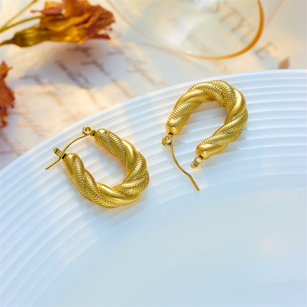 Twisted U-Shape Titanium Steel Electroplating Stud Earrings