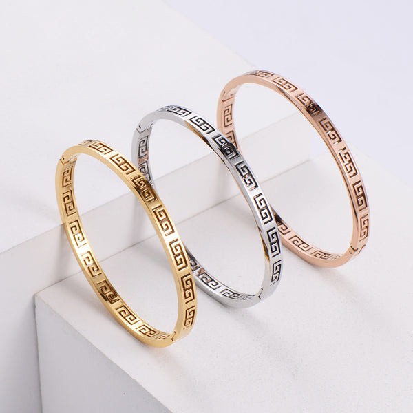 Women Metal Geometric Stainless Steel Bangles