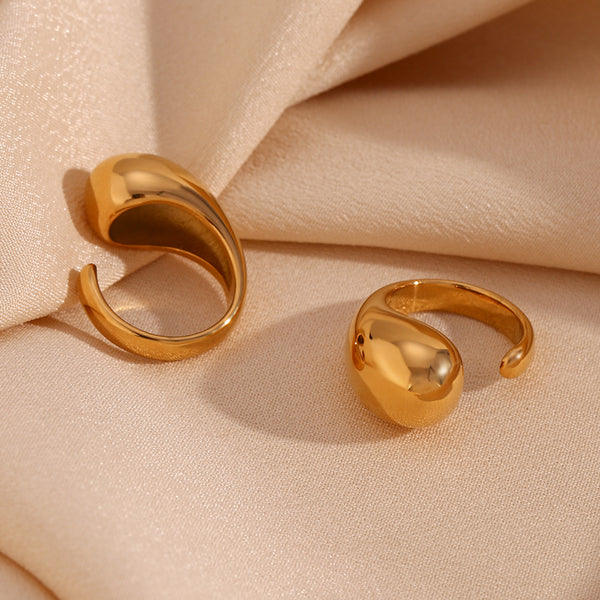 Bold Fashion Circle Geometric Stainless Steel 18K Gold Plated Rings