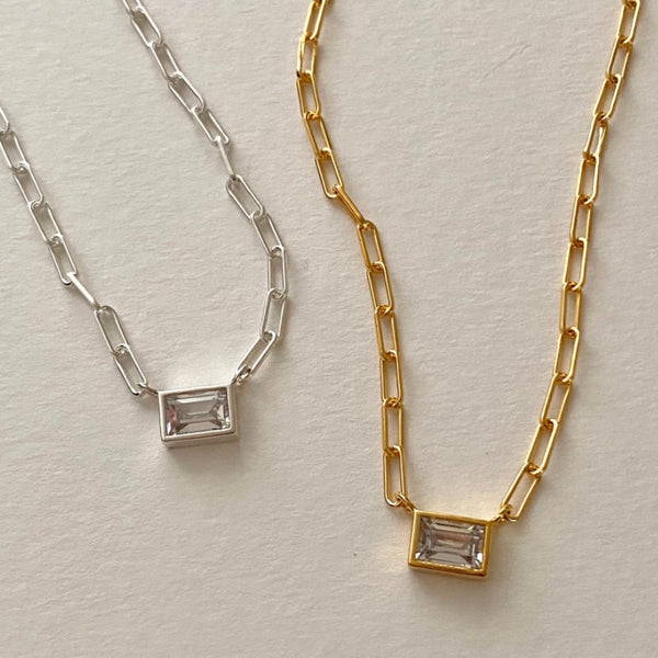 925 Sterling Silver IG Style Quadrilateral Silver Necklaces