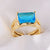 Expressive Women Quadrilateral Geometric Zircon Inlay Diamond Inlay Rings