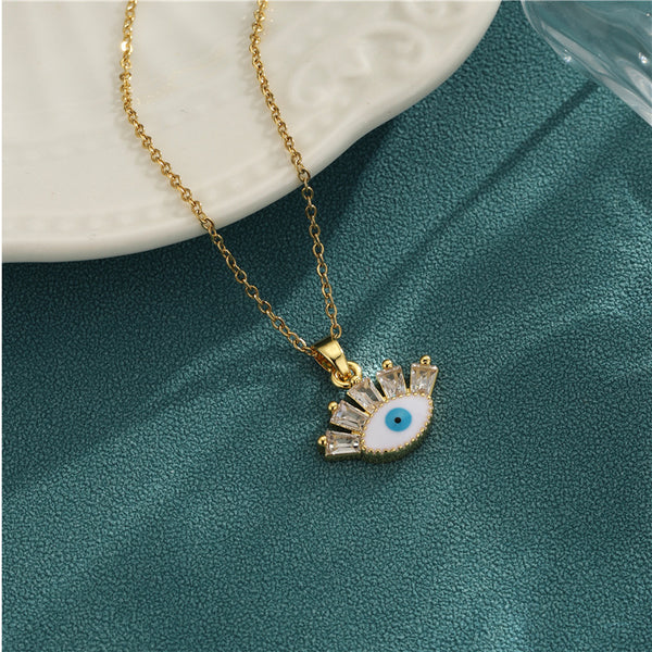 Women IG Style Eye Geometric Stainless Steel Electroplating Necklaces