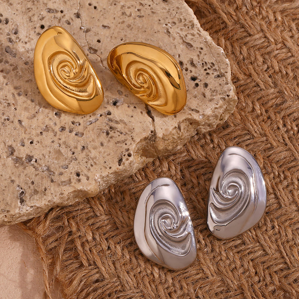 Fashion Stripe Geometric Stainless Steel 18K Gold Plated Stud Earrings