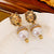 Medieval Zodiac Sign Chinese Zodiac Animal Alloy Pearl Inlay Earrings