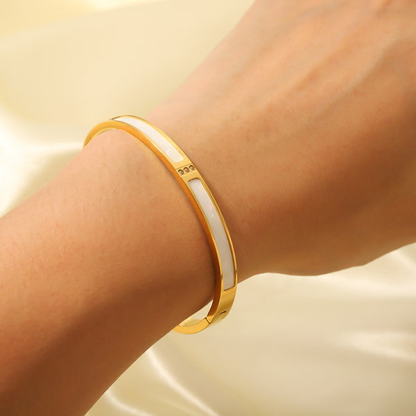 IG Style Shell Textured Stainless Steel Electroplating Bangles