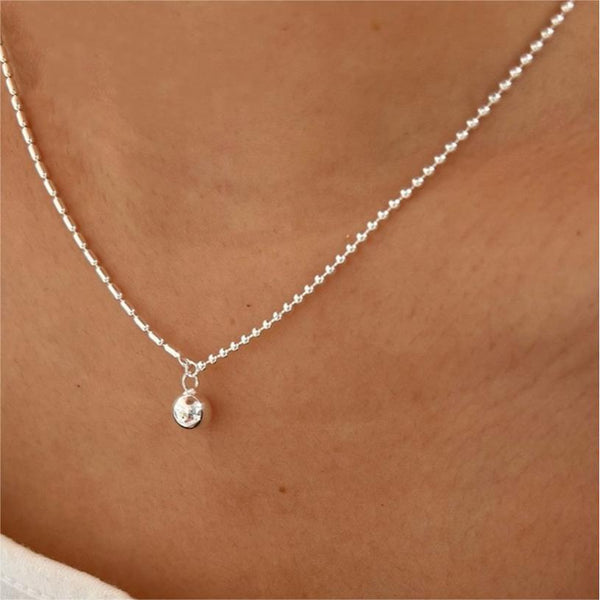 925 Sterling Silver Korean Ellipse Polka Dot Circle Round Geometric Silver Electroplating Necklaces