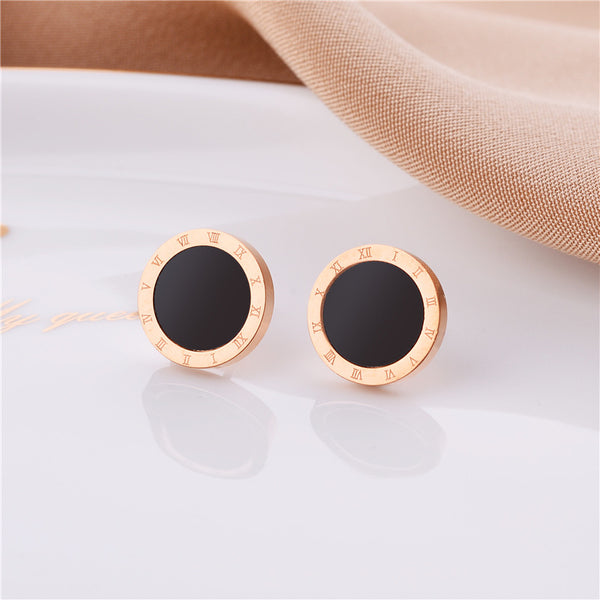 Geometric Titanium Steel 18K Gold Plated Stud Earrings