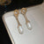 Luxurious Round Ellipse Rhombus Geometric Droplet Artificial Pearl Diamond Inlay Earrings