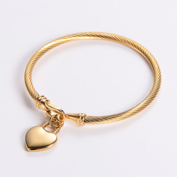 Heart Stainless Steel Electroplating Bangles