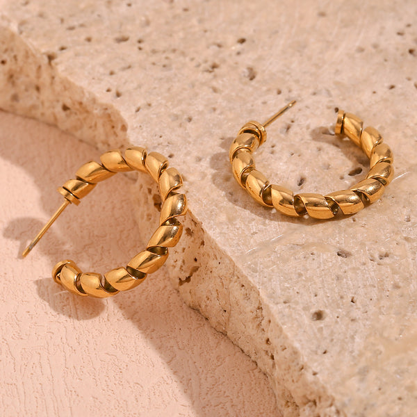 Minimalist Circle Geometric Stainless Steel 18K Gold Plated Earrings