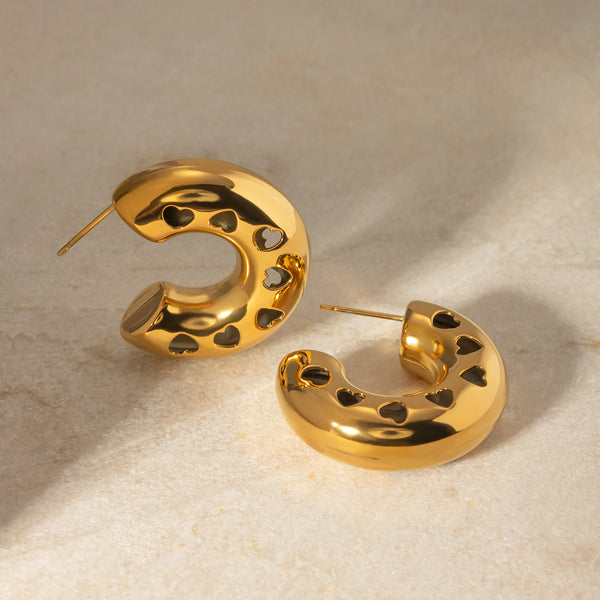 Chic Hollow Stainless Steel 18K Gold Plated Earrings