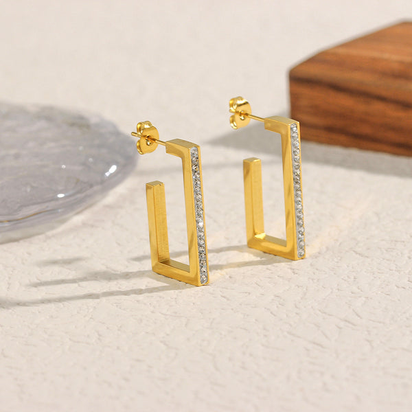 Geometric Stainless Steel 18K Gold Plated Earrings