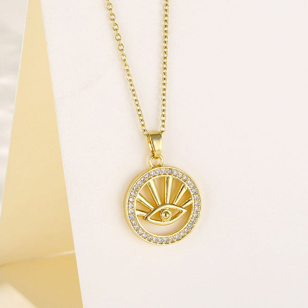 Women Minimalist Geometric Metal Eye Stainless Steel Electroplating Necklaces