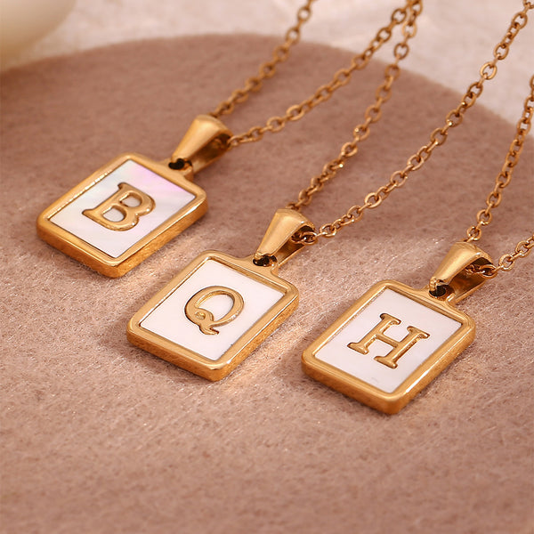 Minimalist Letter Number Text Stainless Steel 18K Gold Plated Necklaces