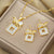 Moderate Luxury Quadrilateral Geometric Heart Titanium Steel 18K Gold Plated Necklaces