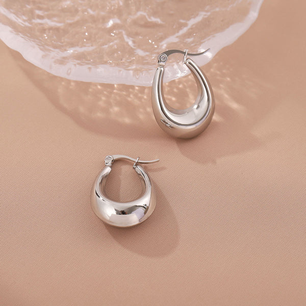 Minimalist Ellipse Geometric Stainless Steel Polishing Earrings