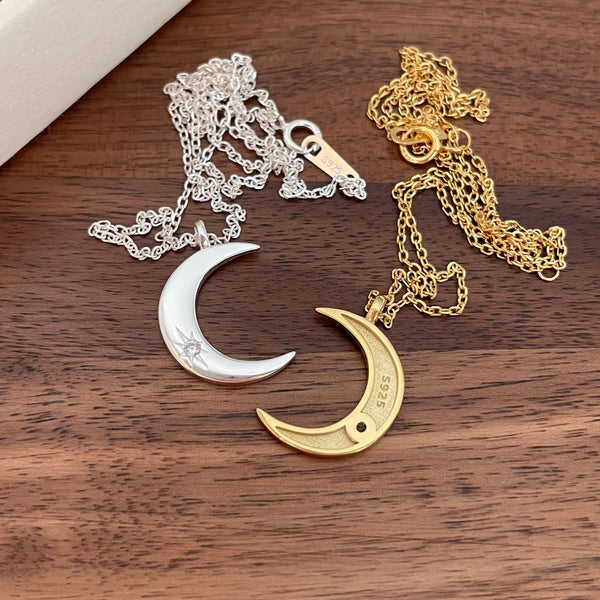 925 Sterling Silver Korean Moon Silver Necklaces