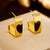 Korean Square Heart Geometric Titanium Steel Electroplating Stud Earrings