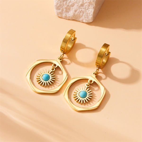 Fashion Round Geometric Stainless Steel Electroplating Earrings