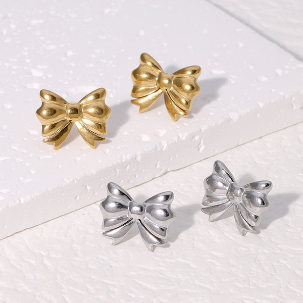 Minimalist Bowknot Bowknot Stainless Steel Electroplating Stud Earrings