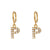 Minimalist Letter Number Text Stainless Steel 18K Gold Plated Earrings