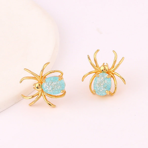 Moderate Luxury Women Gypsophila Droplet Chinese Zodiac Animal Copper Diamond Inlay Earrings