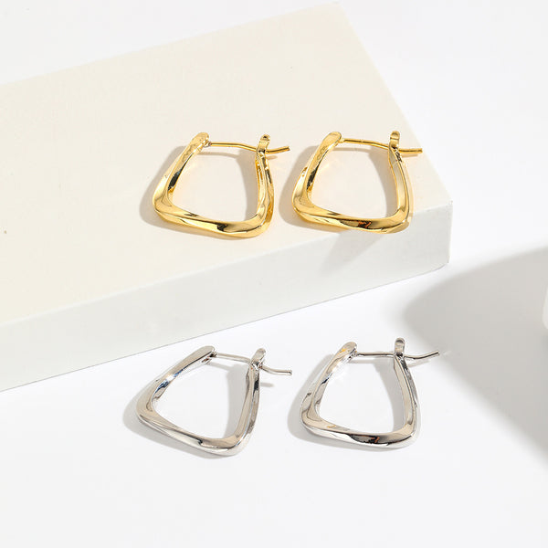 Minimalist Quadrilateral Geometric Copper Drop Earrings