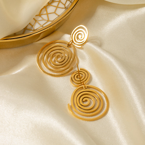 IG Style Circle Geometric Stainless Steel 18K Gold Plated Earrings