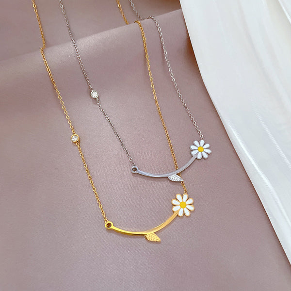 Cartoon Flower Gourd Geometric Titanium Steel Electroplating Necklaces