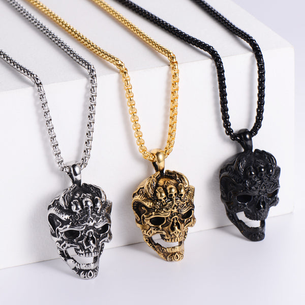 Men Metal Skull Retro Vintage Geometric Pendants