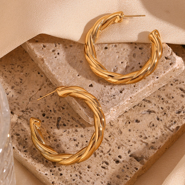 Fashion Circle Geometric Stainless Steel 18K Gold Plated Earrings