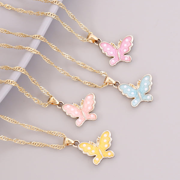 Women Retro Vintage Butterfly Alloy Oiling Pendants