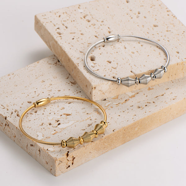 Minimalist Stripe Stainless Steel Electroplating Bangles