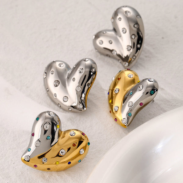 IG Style Heart Stainless Steel 18K Gold Plated Earrings