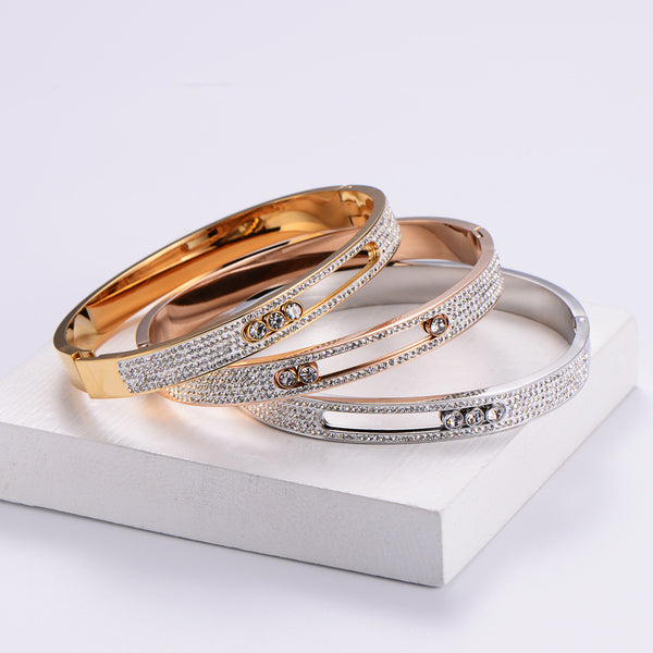 Women Diamond Heart Stainless Steel Bangles