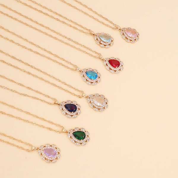 Women Chain Bohemian Droplet Glass Necklaces