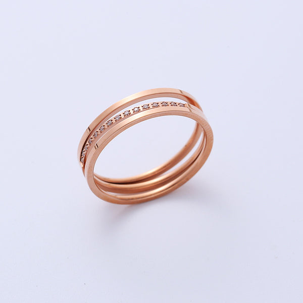 IG Style Women Metal Diamond Doll Titanium Steel Electroplating Rings