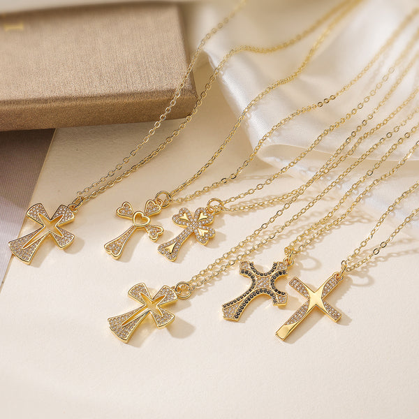 Minimalist Cross Geometric Copper Pendants