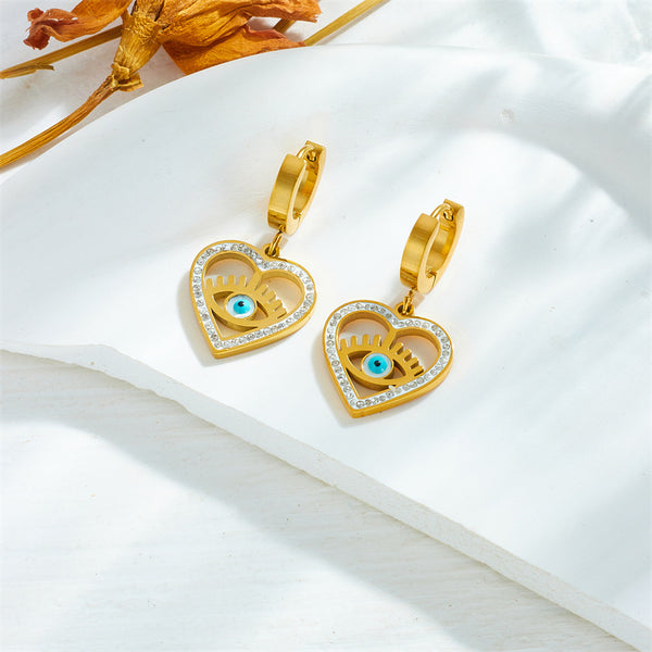 Fashion Heart Titanium Steel Electroplating Earrings