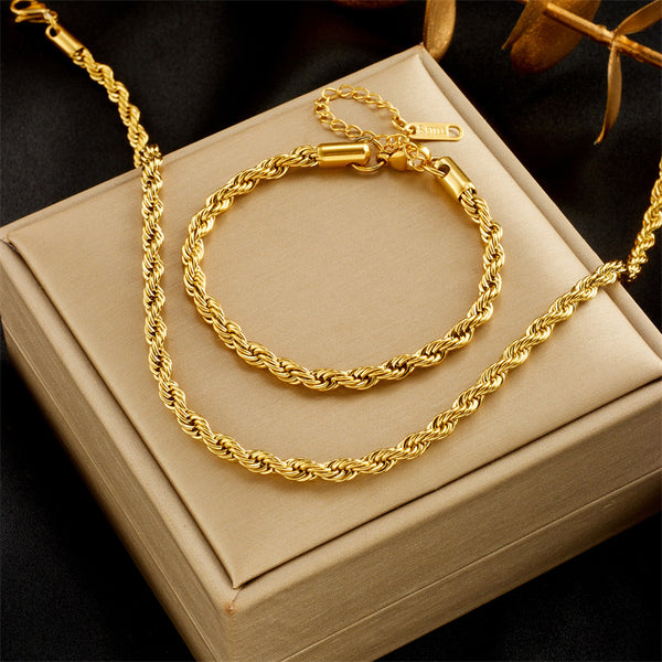 Fashion Women Chain Twisted Titanium Steel Electroplating Jewelry Sets