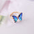 Women Butterfly Insect Glass Electroplating Rings